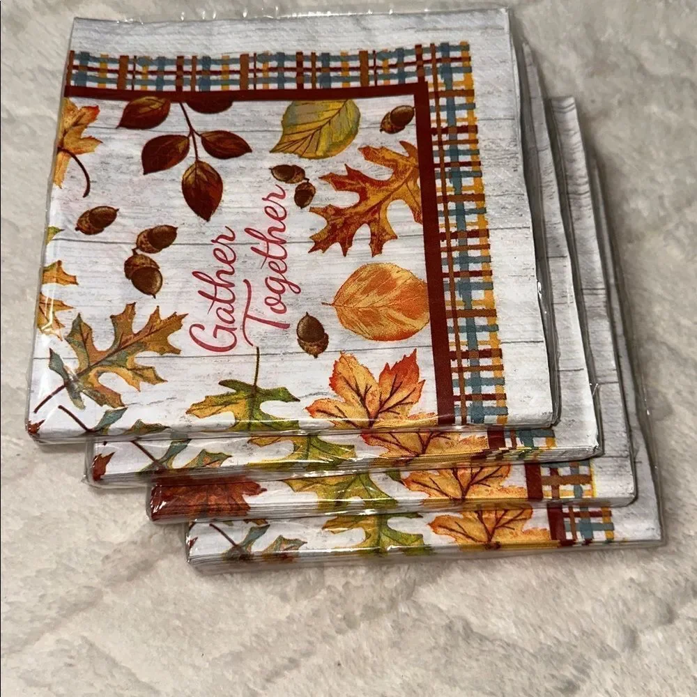 Greenbrier Gather Together Thanksgiving Square Shaped Napkins 24 x 4 packs